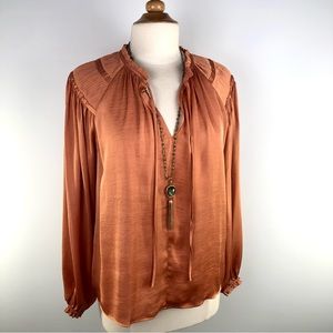*NWT* Philosophy Size S Terracotta Orange Long Sleeves  Blouse Top